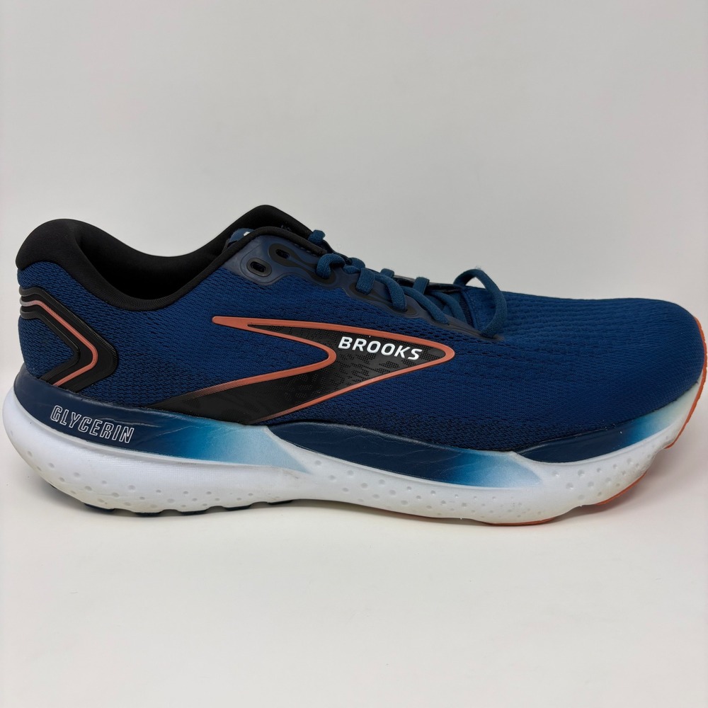 Brooks Glycerin 21 Mens Size 12 2E Wide Blue Orange Running Shoes (1104192E474)
